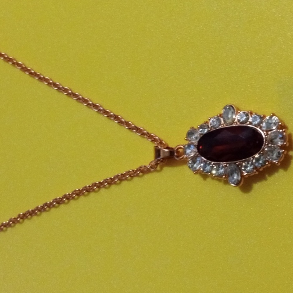 Red Sparkly Simulated Ruby Necklace